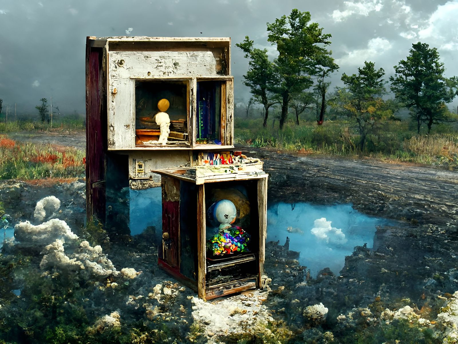 Surreal Conceptual Metaphoria in Brutalist Psychedelic Style