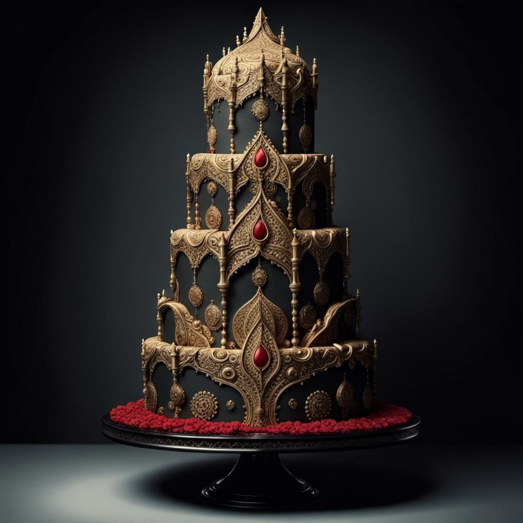 Dark elegant wedding cake.