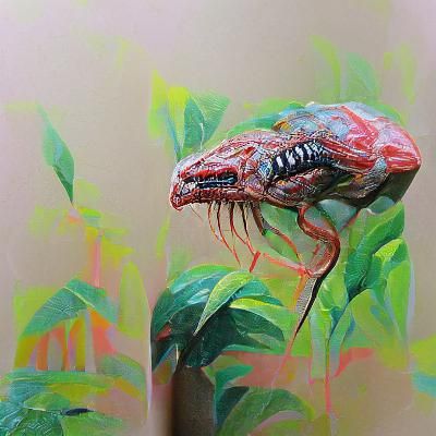 Detailed Gouache Painting of a Predator