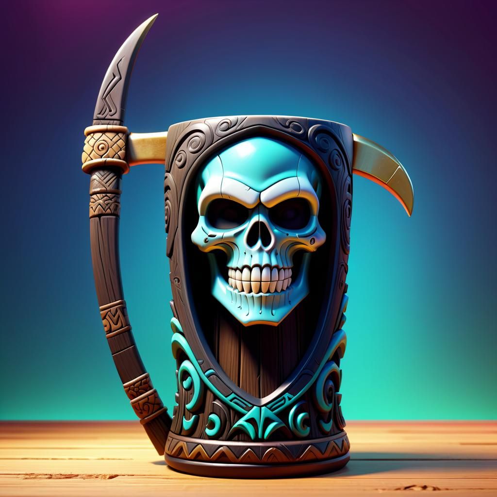 Reaper Scythe Tiki Mug in 3D Style