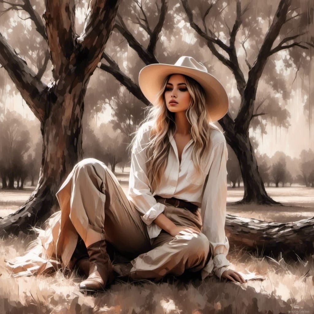 Cowgirl and Horse in Soft Sunlight