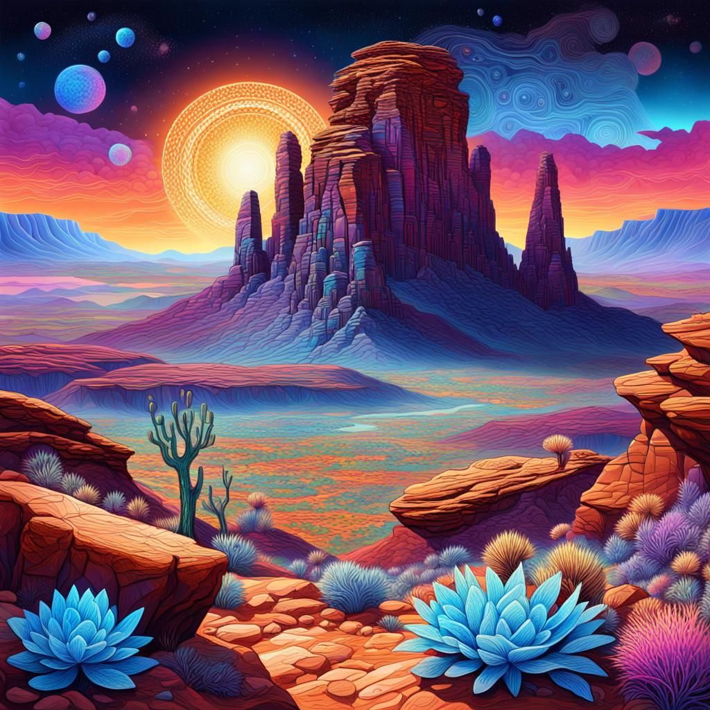 Surreal Cosmic Outpost Illuminates Astral Horizon