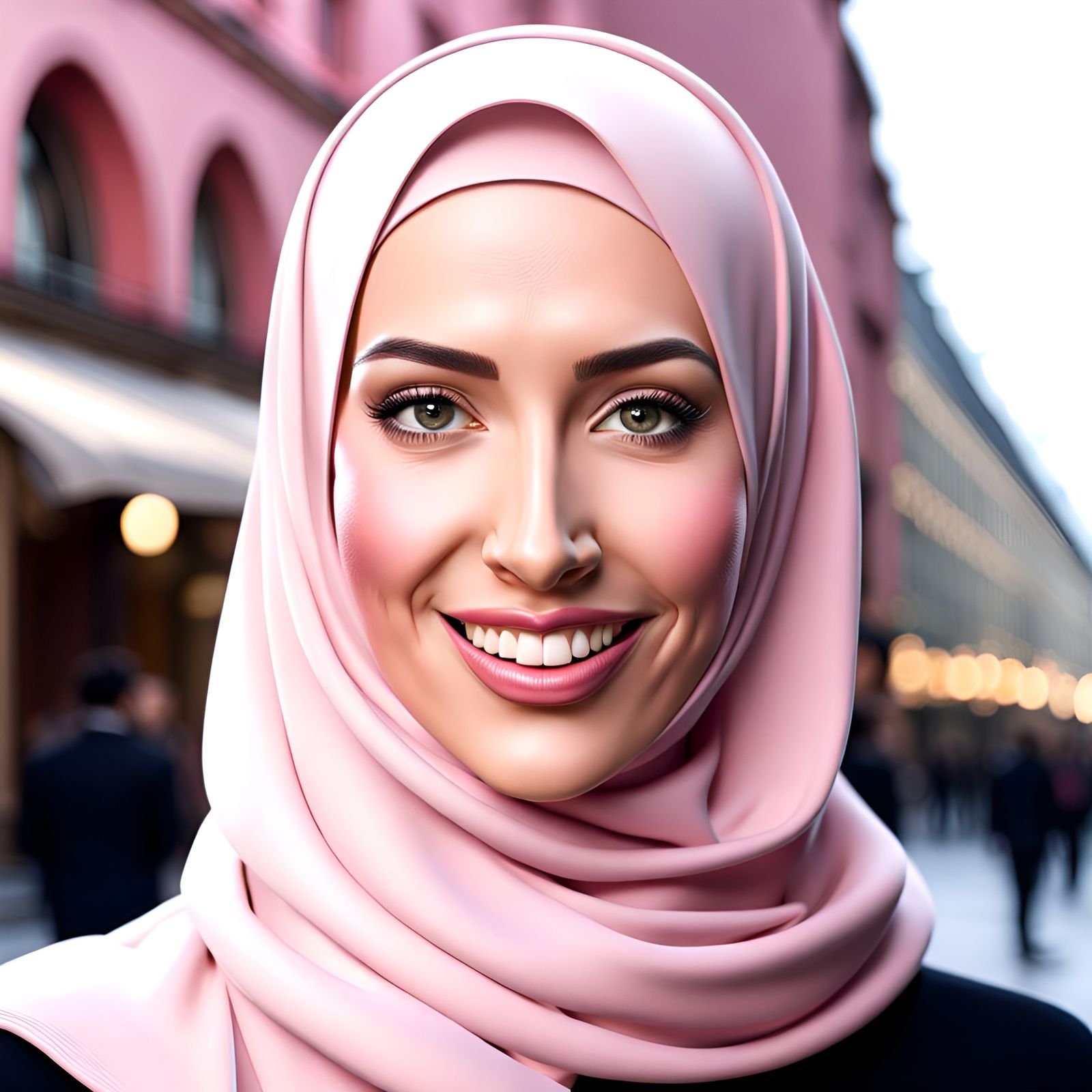Elegant Portrait of Woman in Pink Hijab