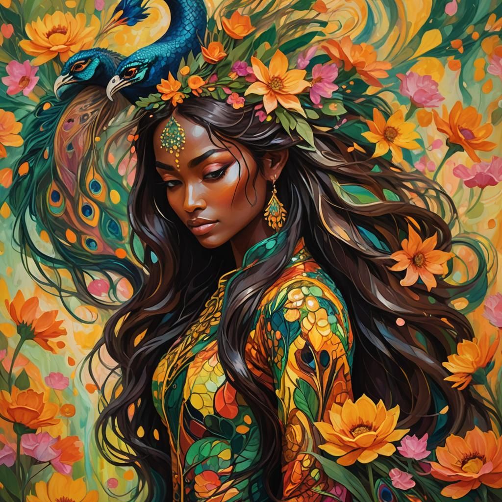 Peacock Woman in Fauvist Expressionism