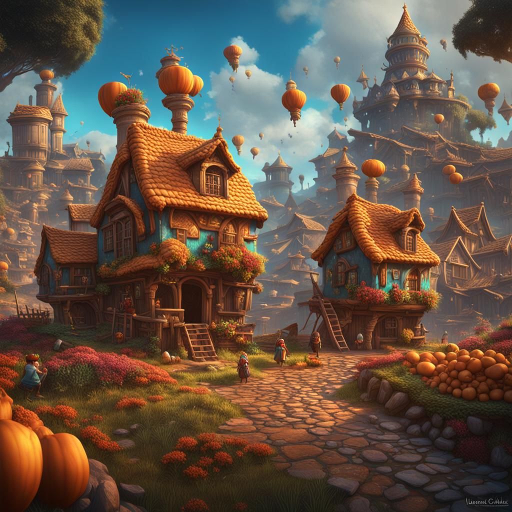 Sheep Applauding Pinocchio: Detailed Matte Painting