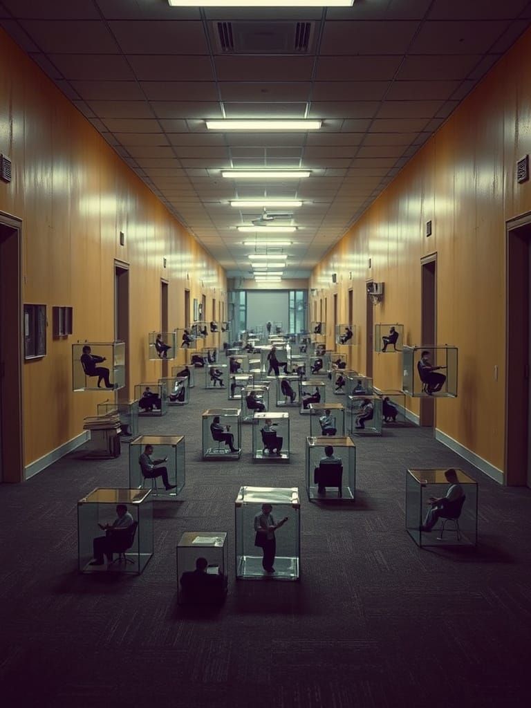 Workers Trapped in Timeless, Abandoned Office Cubes