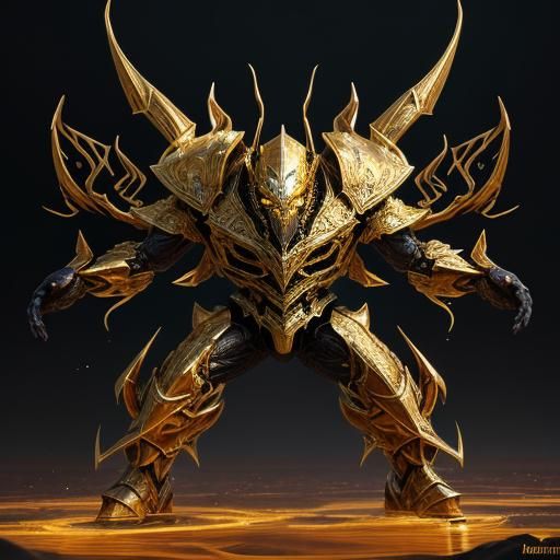 Golden Iron Beetle Sentinel in Detailed Digital Art