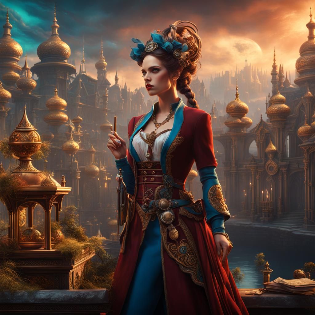 Crazy Girl Smoking in Sanatorium: Detailed Matte Painting