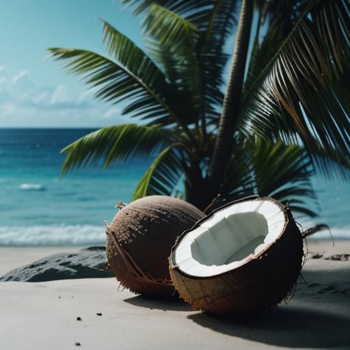 Dramatic Coconut Still Life in Cinematic Style