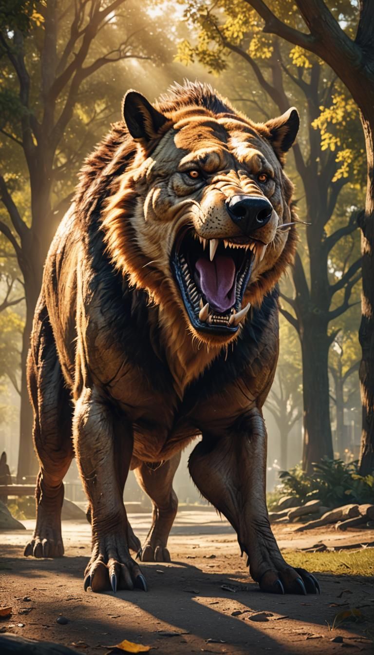 Andrewsarchus in City Park: Photorealistic Wildlife