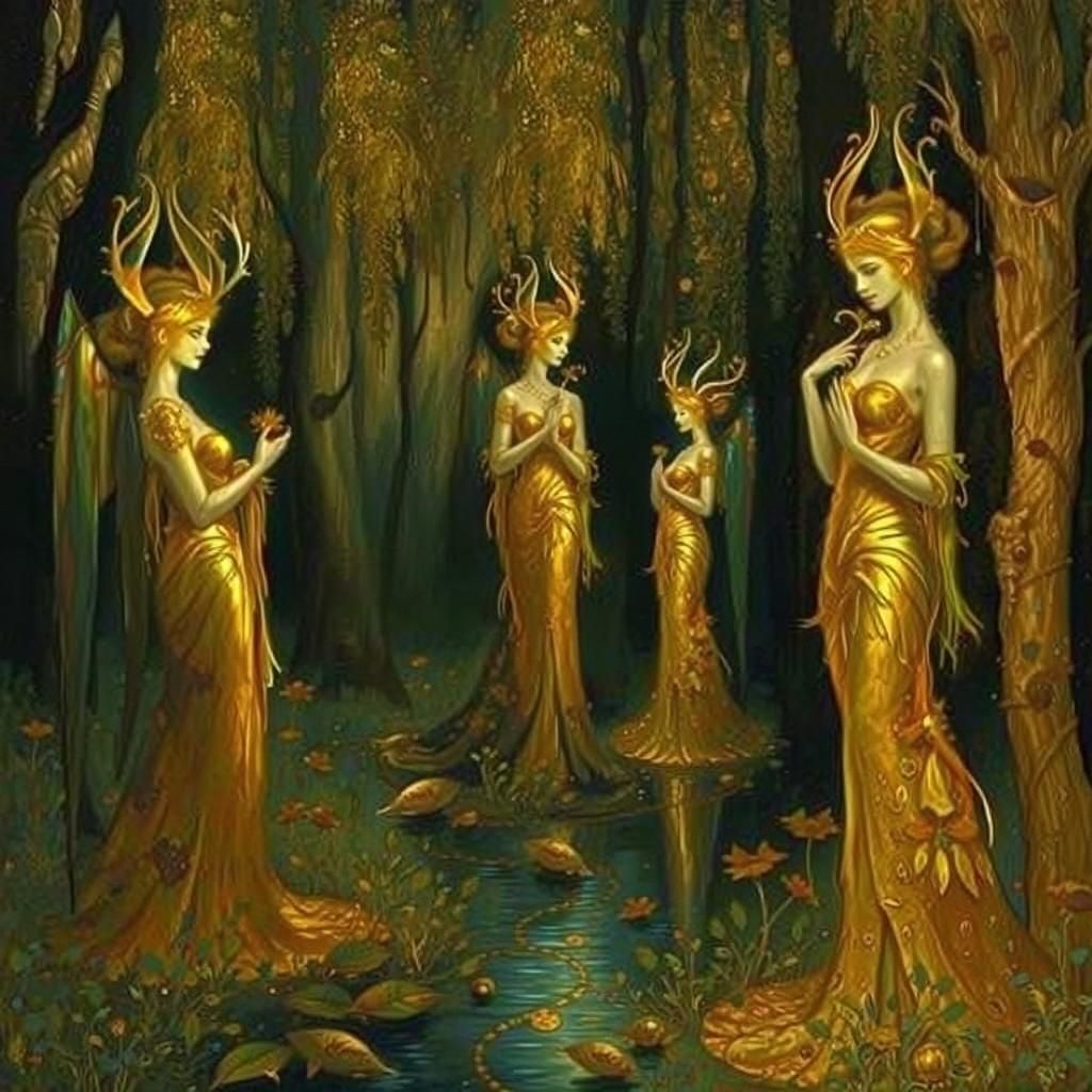 Gilded Forest Fairies in Shimmering Abyss