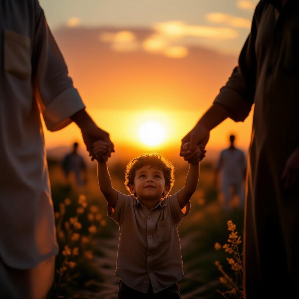 Men and Boys Greet Israeli Sunrise in Cinematic Photo