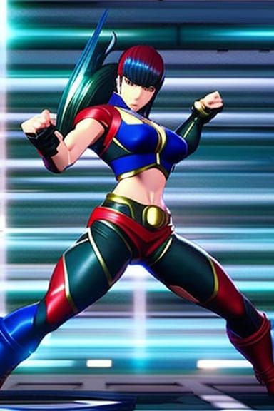 Female Bodybuilder as King of Fighters Character