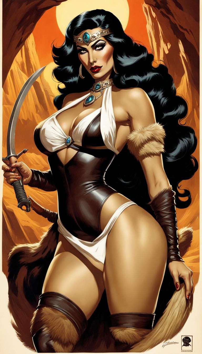 Lady Dimitrescu as a cavewoman pinup