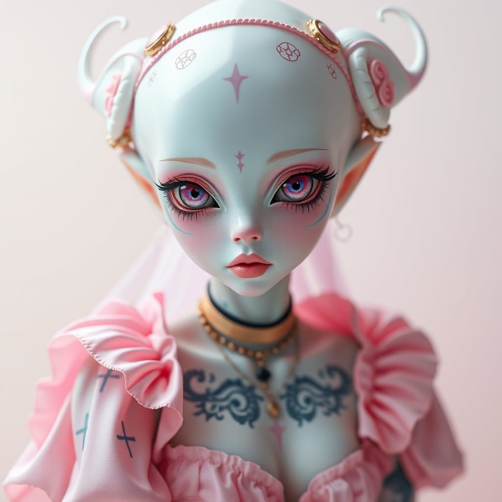 Pastel Alien Princess in Surreal Pop Art Style