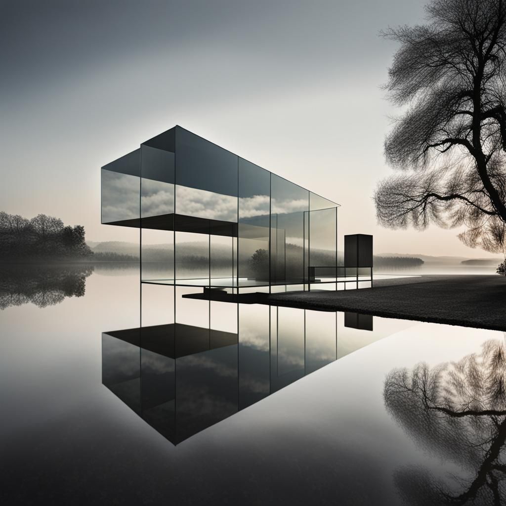 Ethereal House Reflected on Water: Fantasy Concept Art