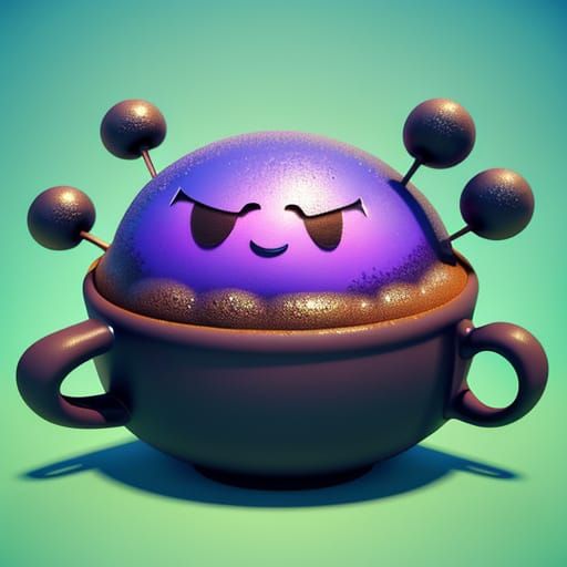 Whimsical Coffee Characters in Vibrant 3D Digital Art