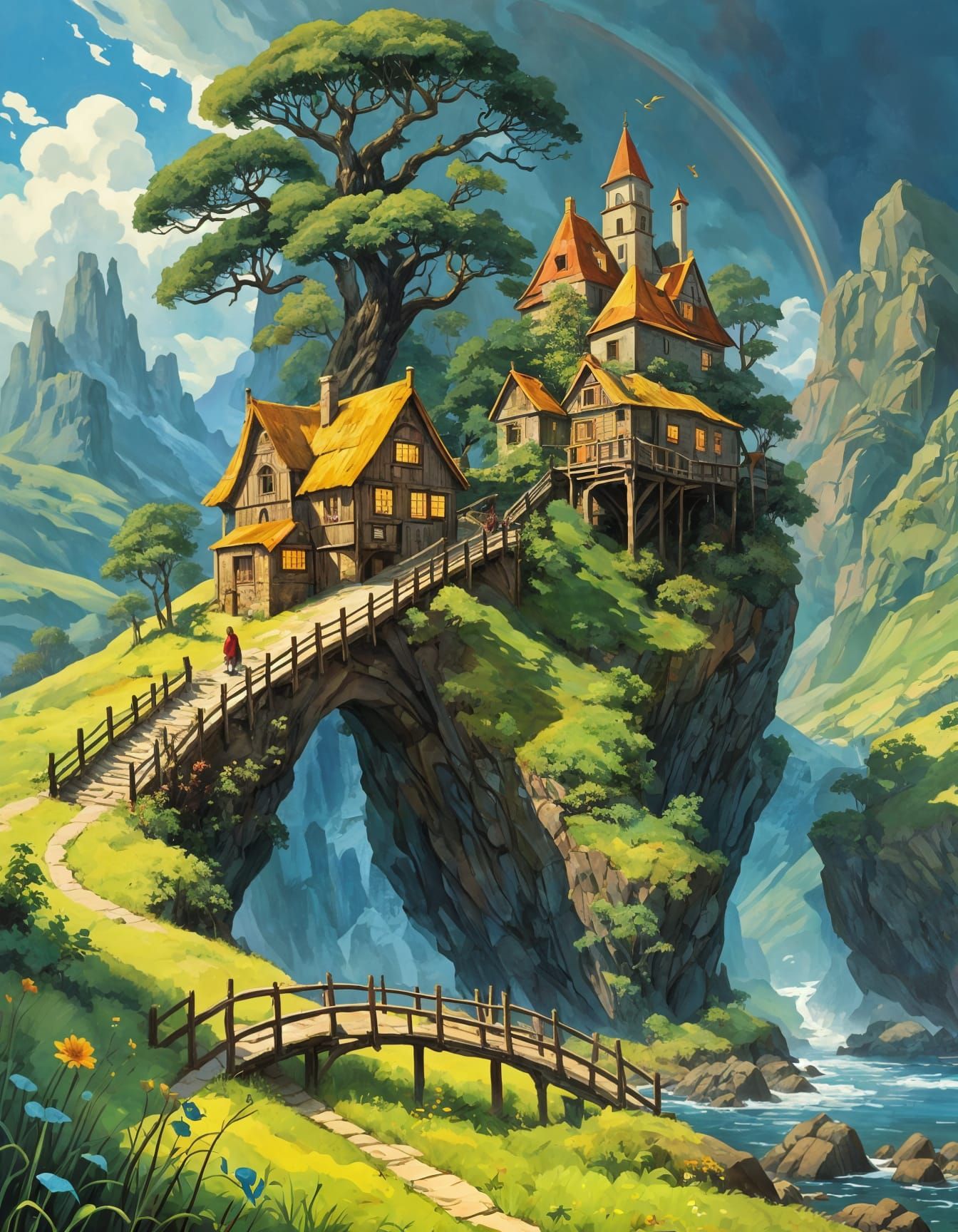 Whimsical Sci-Fi Landscape Inspired by Classic Masters