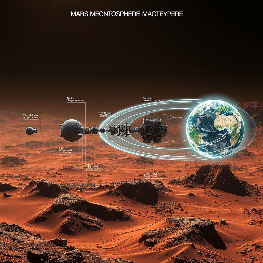 Mars Magnetosphere: Technical Diagram in Syd Mead Style