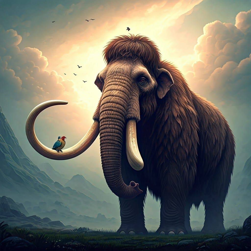 Majestic Mammoth in Dreamlike Landscape
