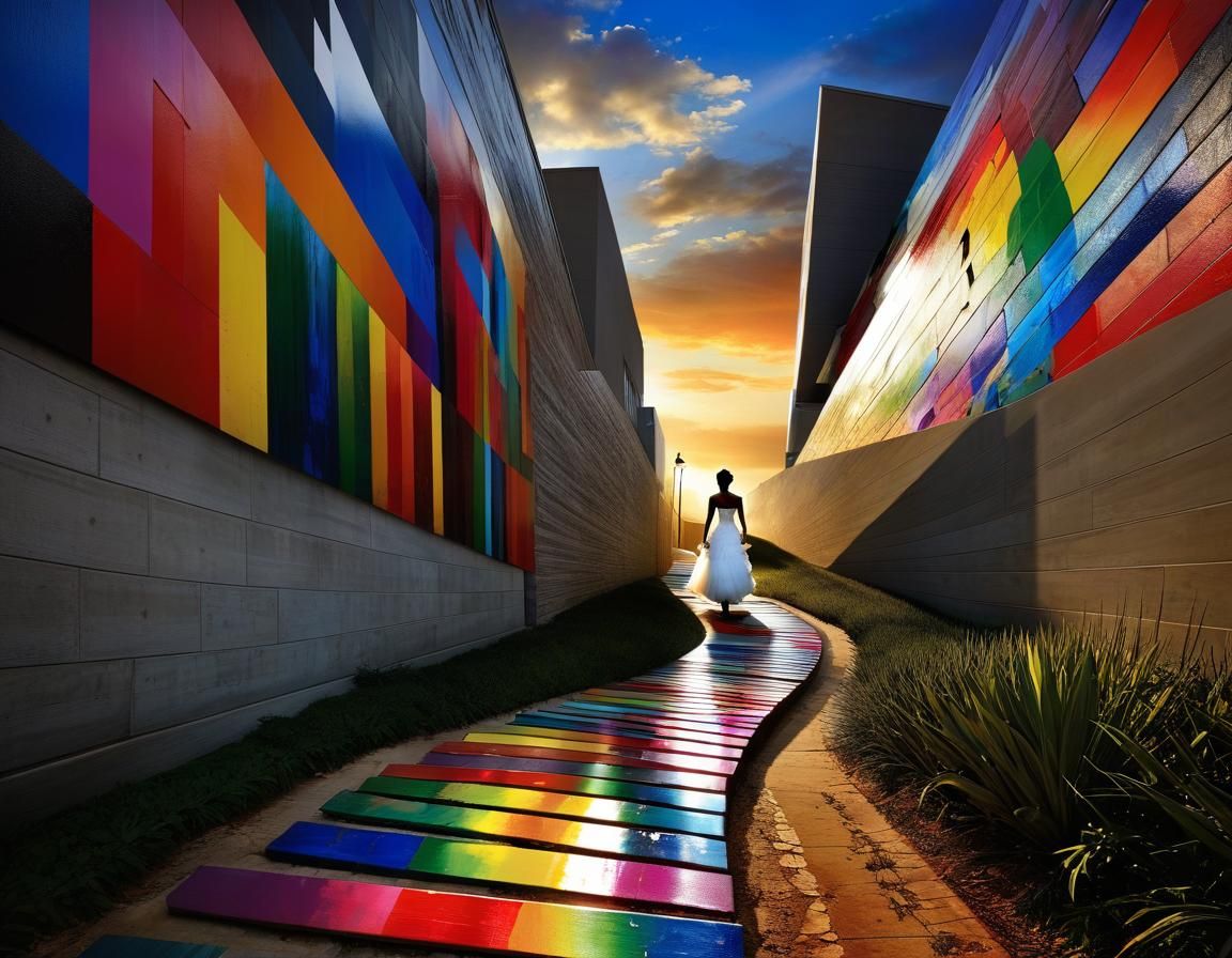 Winding Urban Path Inspired by Street Art