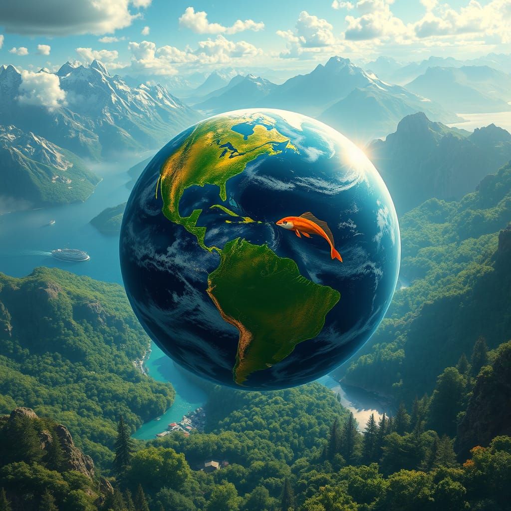Vibrant Earth Teeming with Life: Digital Painting