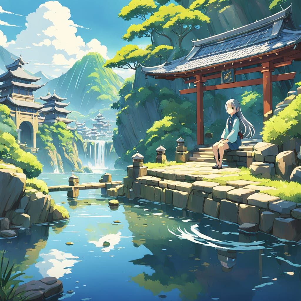 Serene Hot Spring Oasis in Snow-Capped Mountains