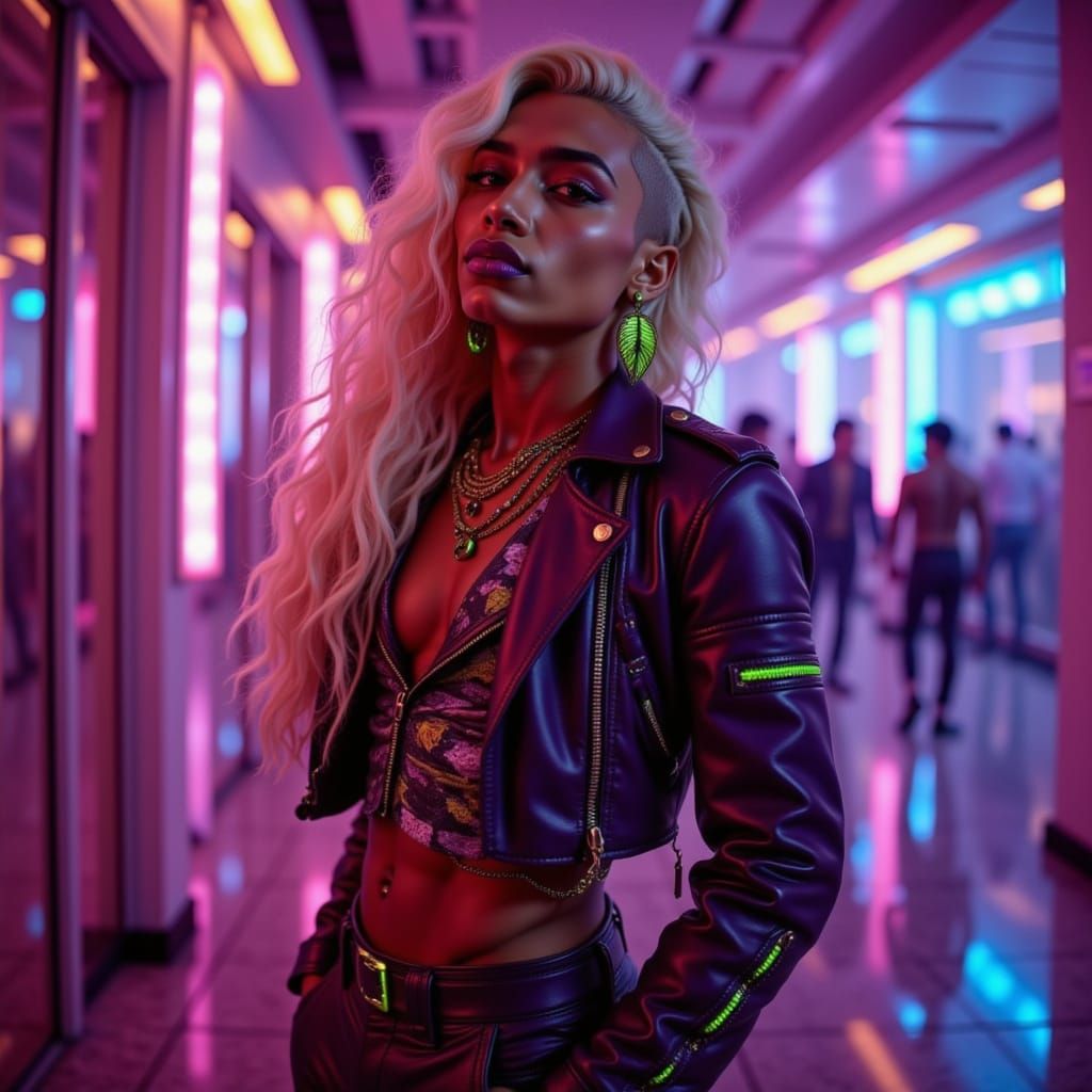 Striking Native American Man with Bleached Curls