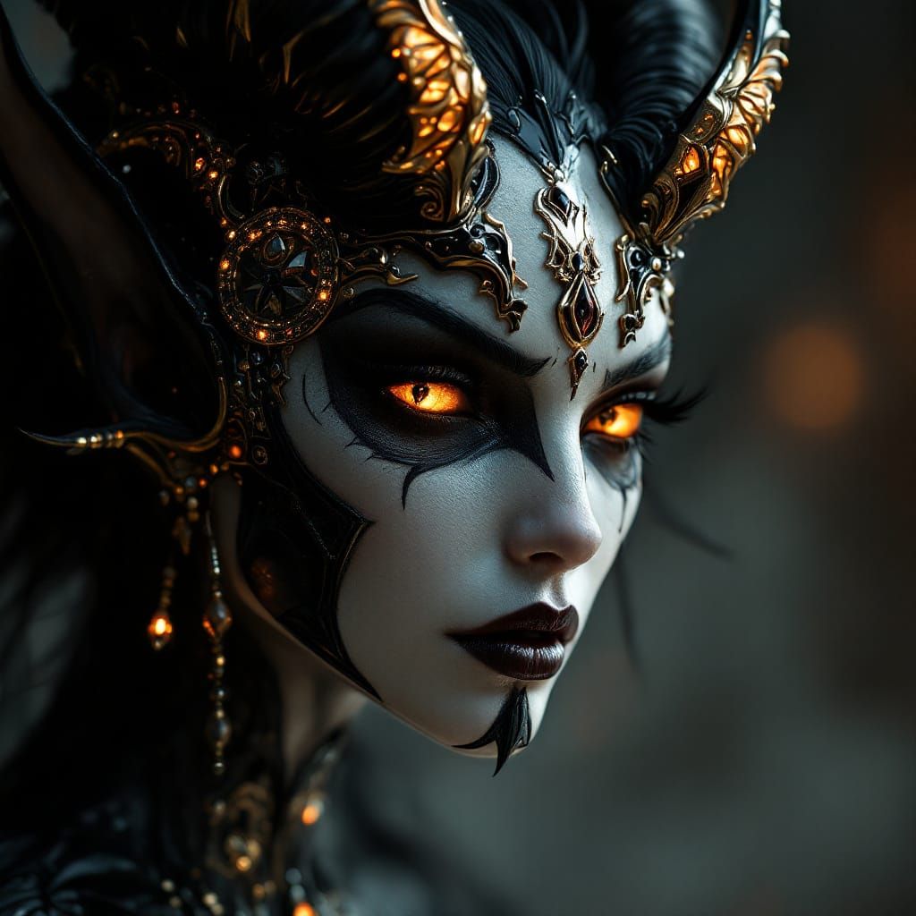 Beautiful Demon Crafted from Ebony, Ivory, and Metals