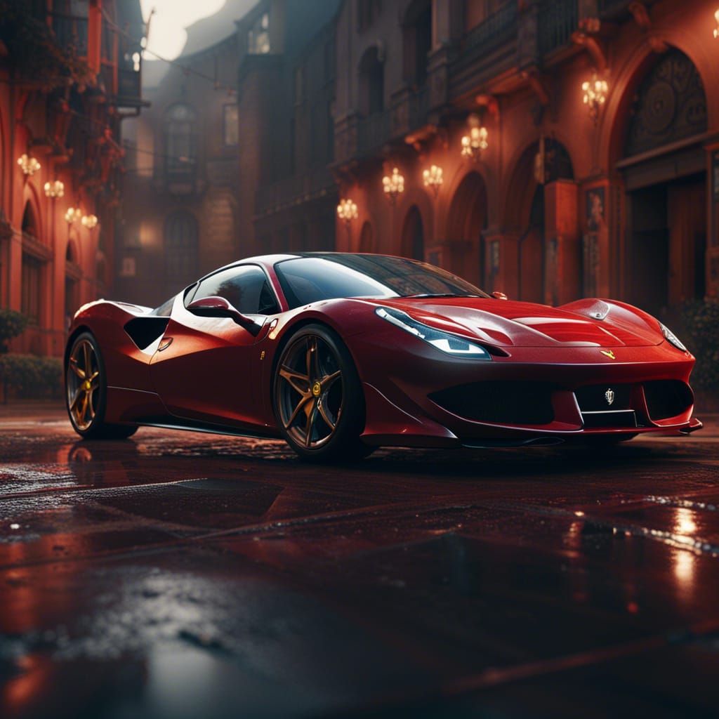 Fantastical Ferrari Concept Art in 8K