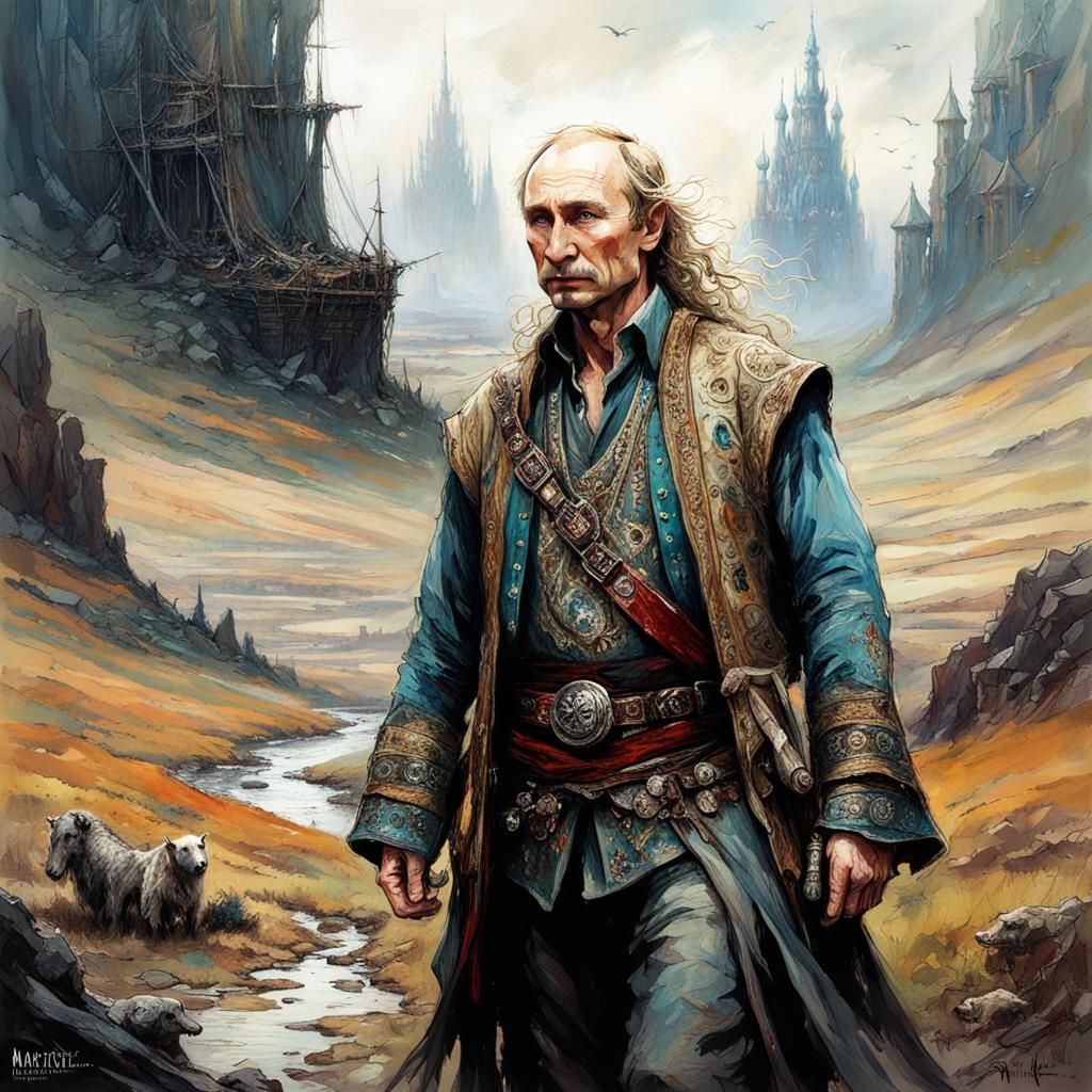 Fantasy Traveler in Gypsy Clothes, Detailed Portrait