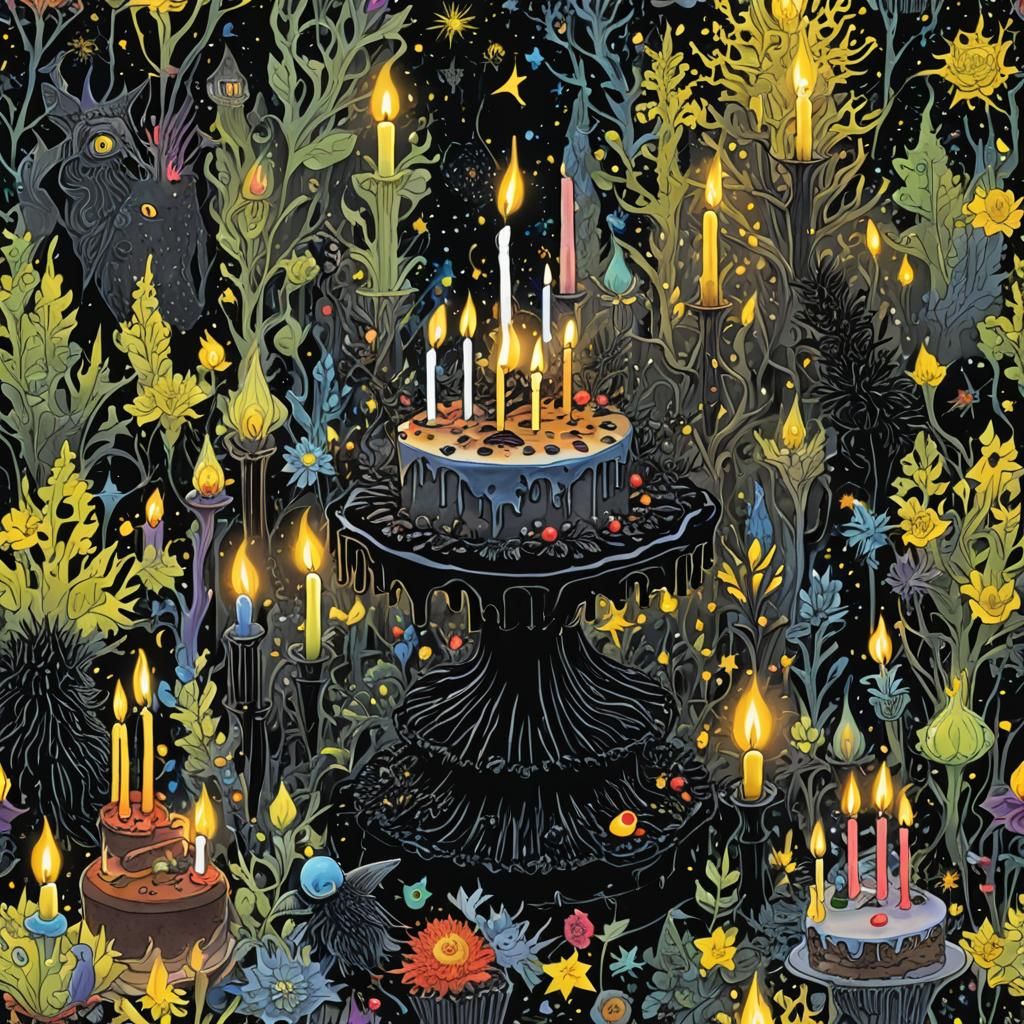 Birthday Cake in Alebrije Style with Forest Collage