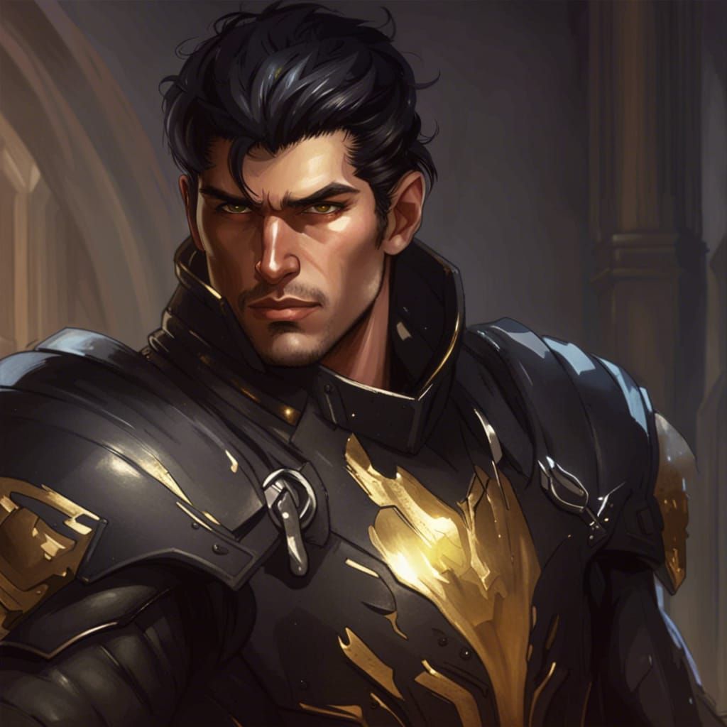 Mercenary Portrait with Golden Eyes, Hyperdetailed Art