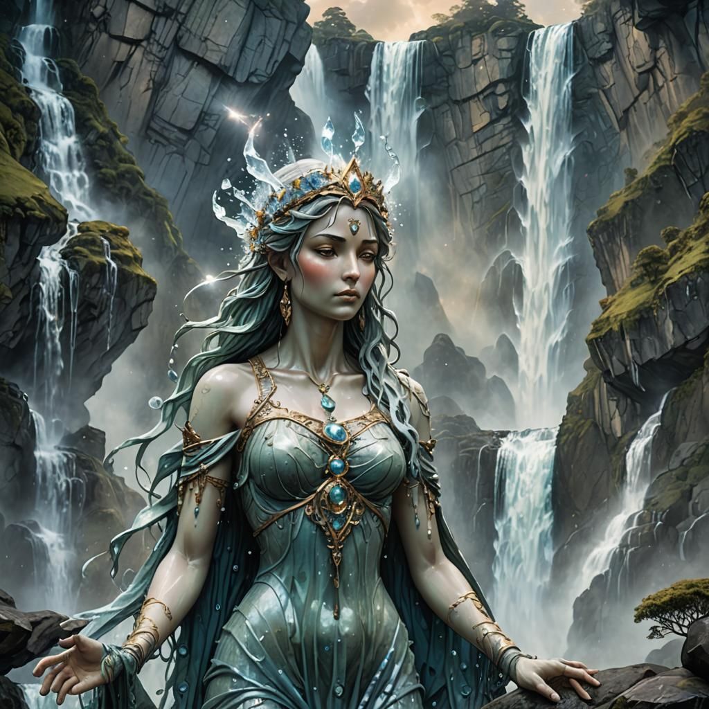 Goddess Statue at Earth's Edge in Fantasy Style