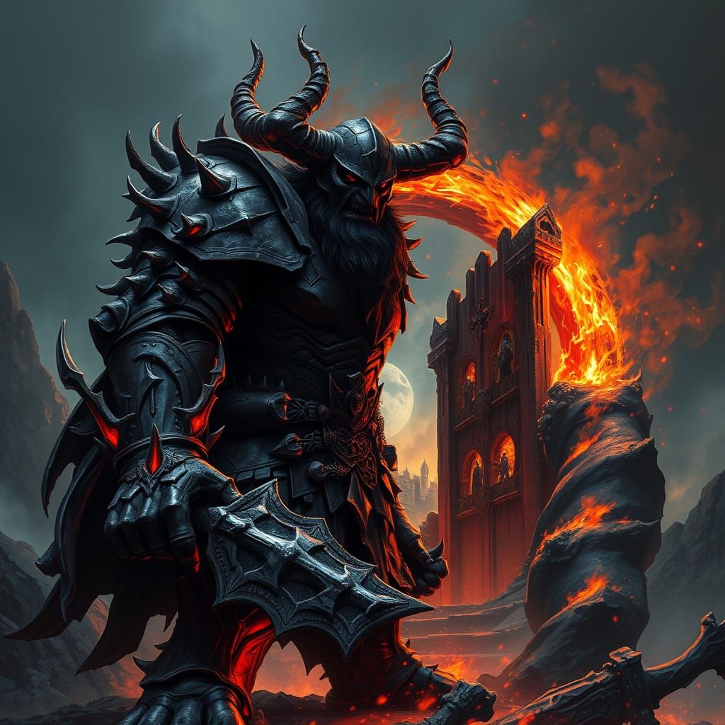 Demonic Knight Guarding Dimensional Portal