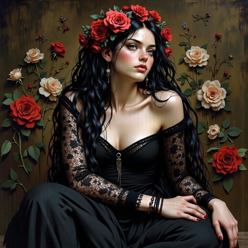 Surreal Rose Portrait in Samori Style