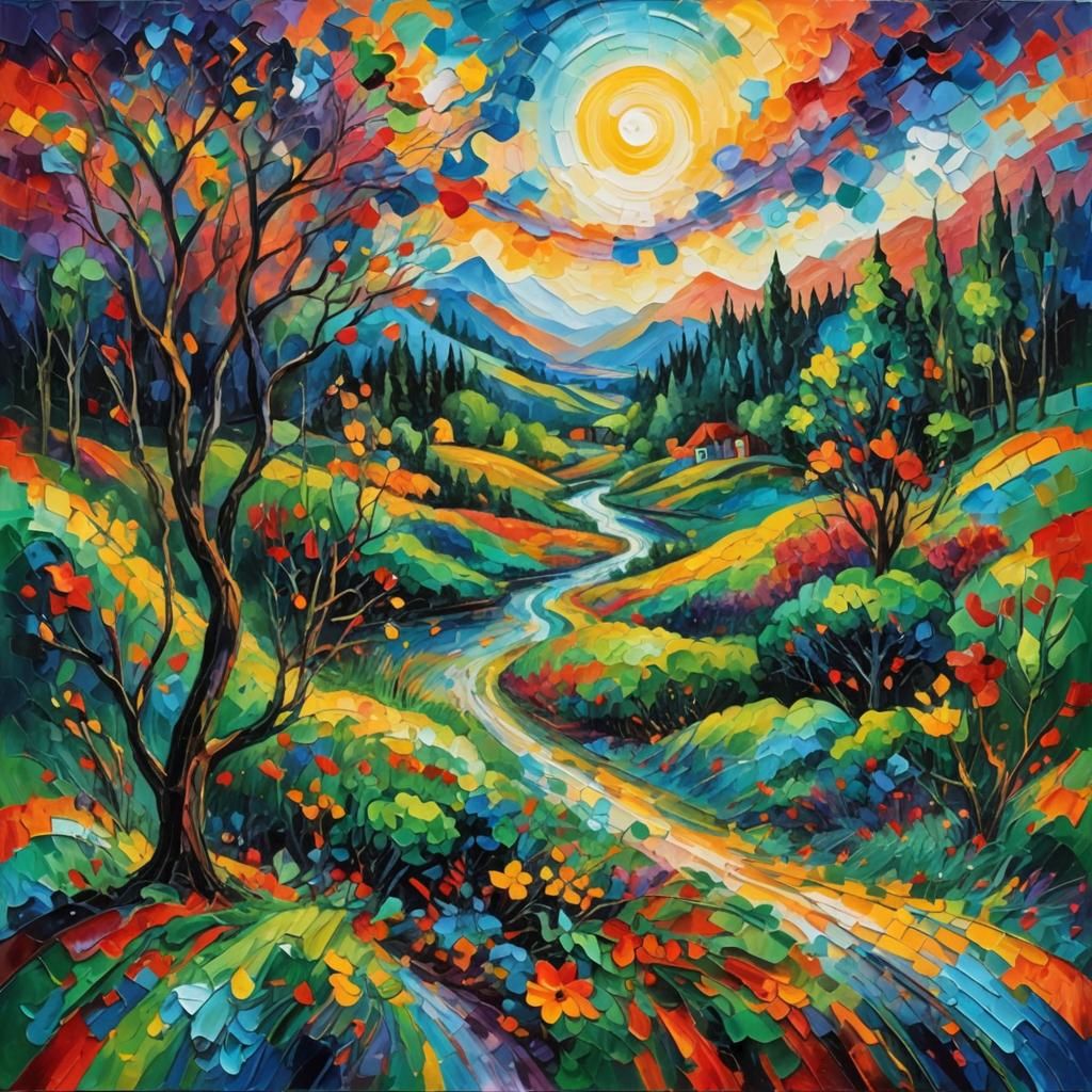 Surreal Dreamscape in Expressionist Oil Painting Style