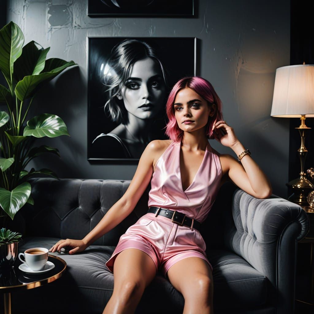 Jenna Coleman as Gerhard Richter-Style Fashion Portrait