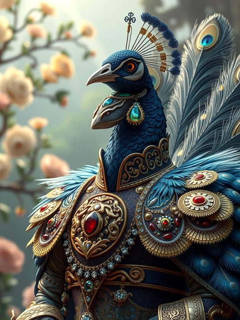 Majestic Peacock King in Renaissance Attire