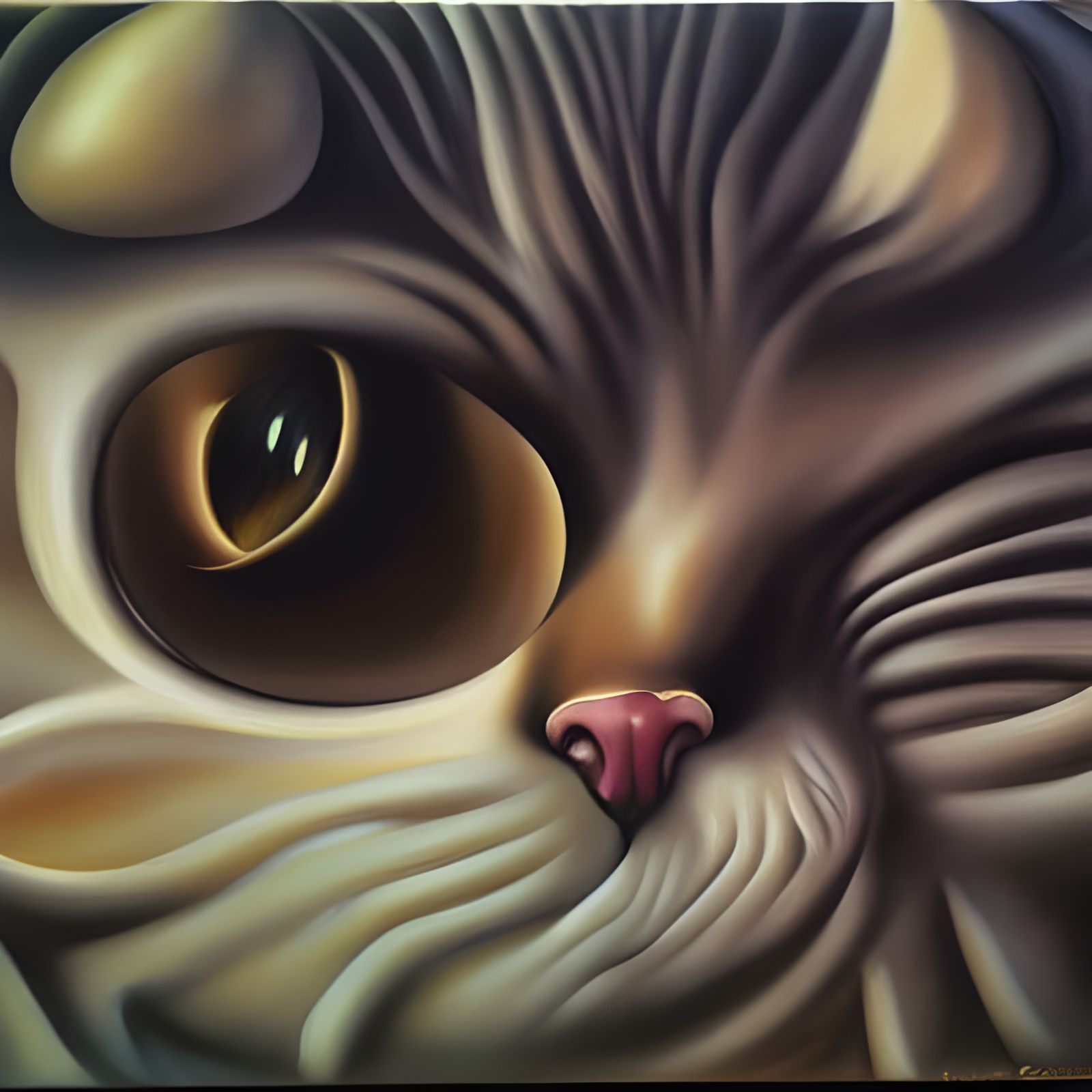 Surreal Cat Dreamscape in Hyperrealistic Style