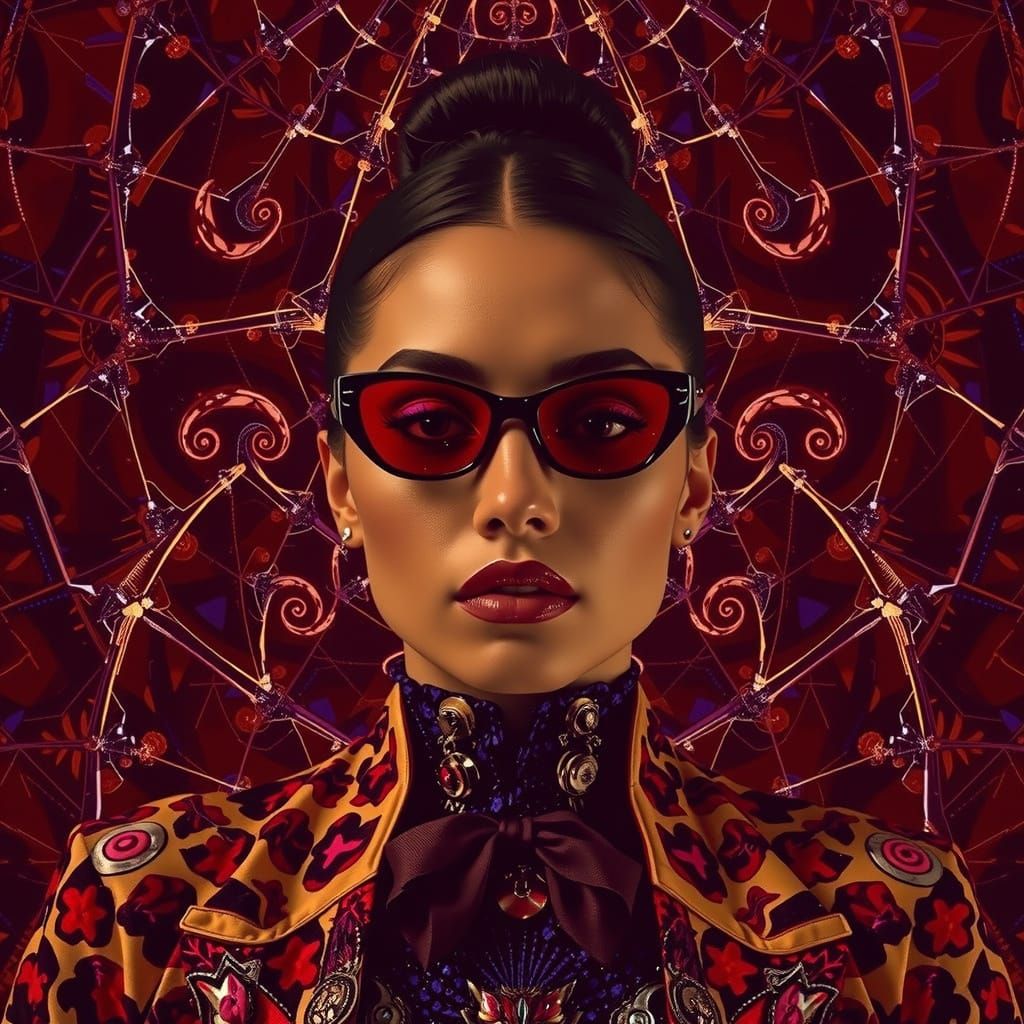 Flamboyant Woman in Clashing Patterns & Vibrant Colors