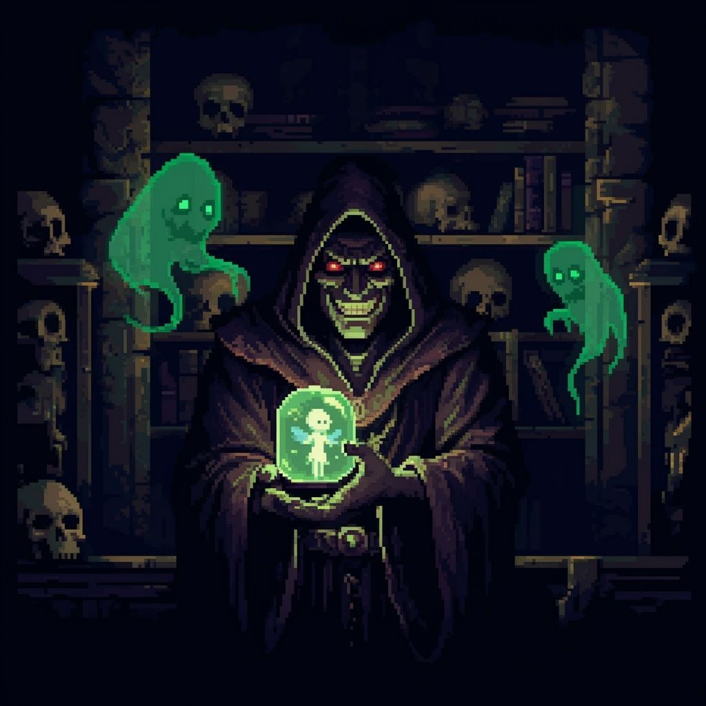 Evil Necromancer Traps Pixie: 16-bit Pixel Art
