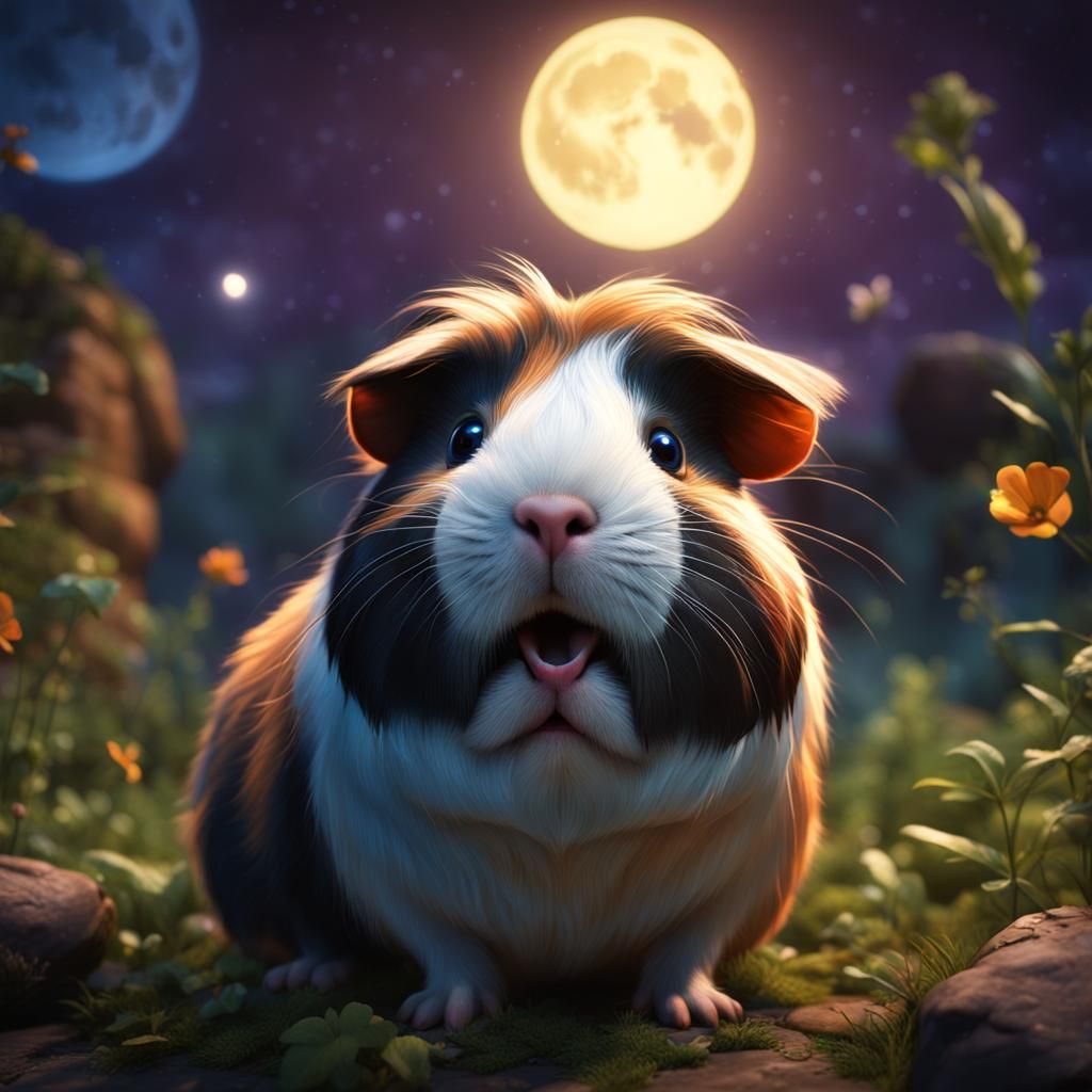 Guinea Pig Howling at Moon, Pixar Style