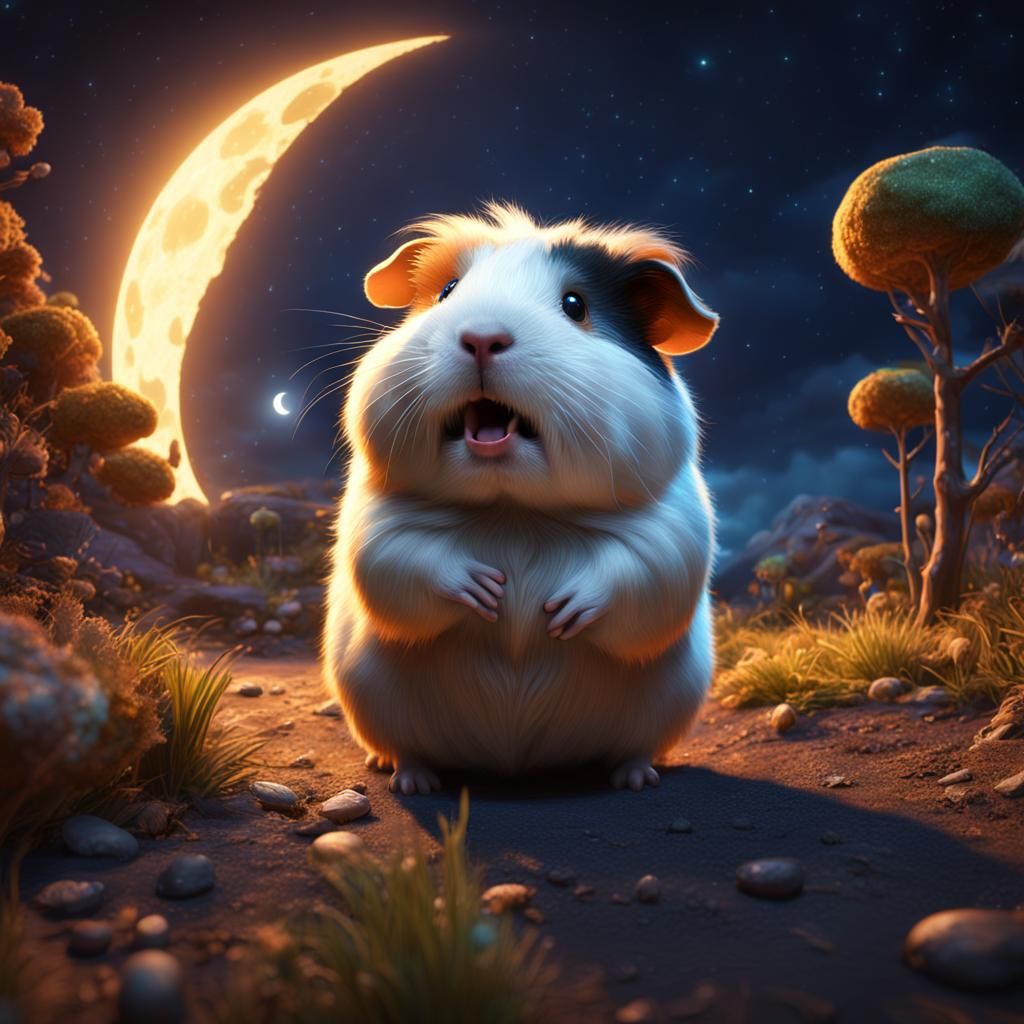 Guinea Pig Howling at Moon: Pixar Style