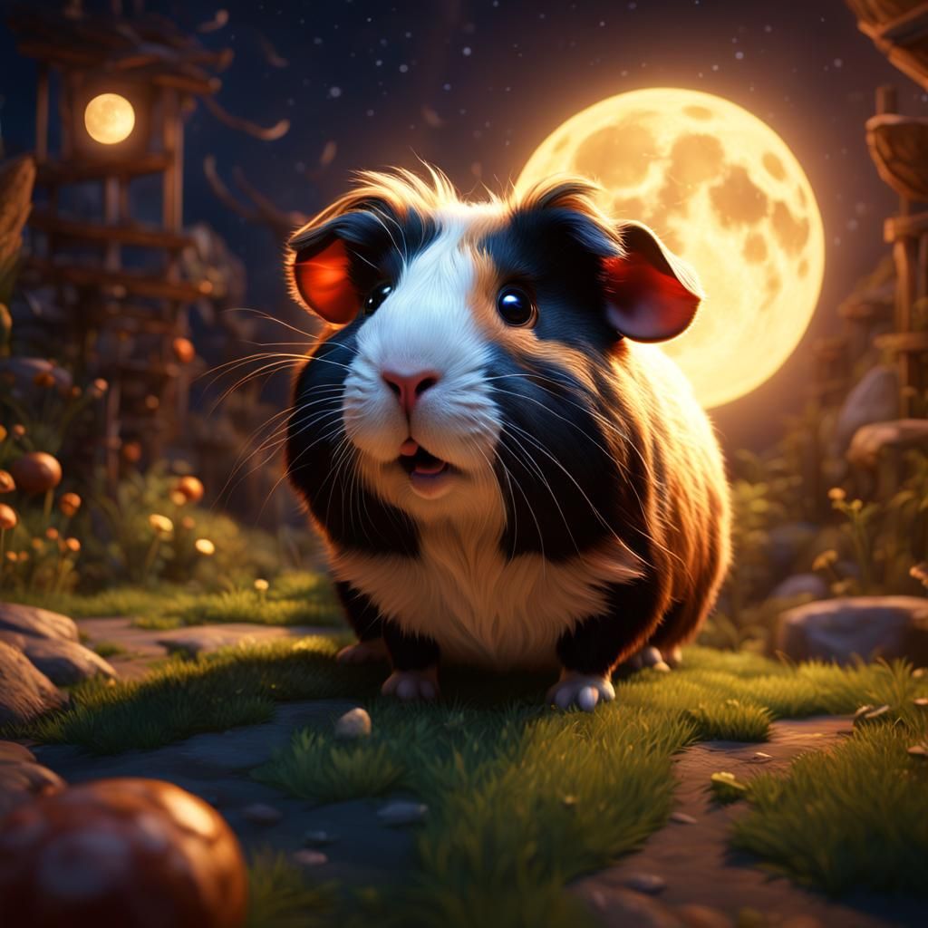 Pixar Guinea Pig Howling at the Moon