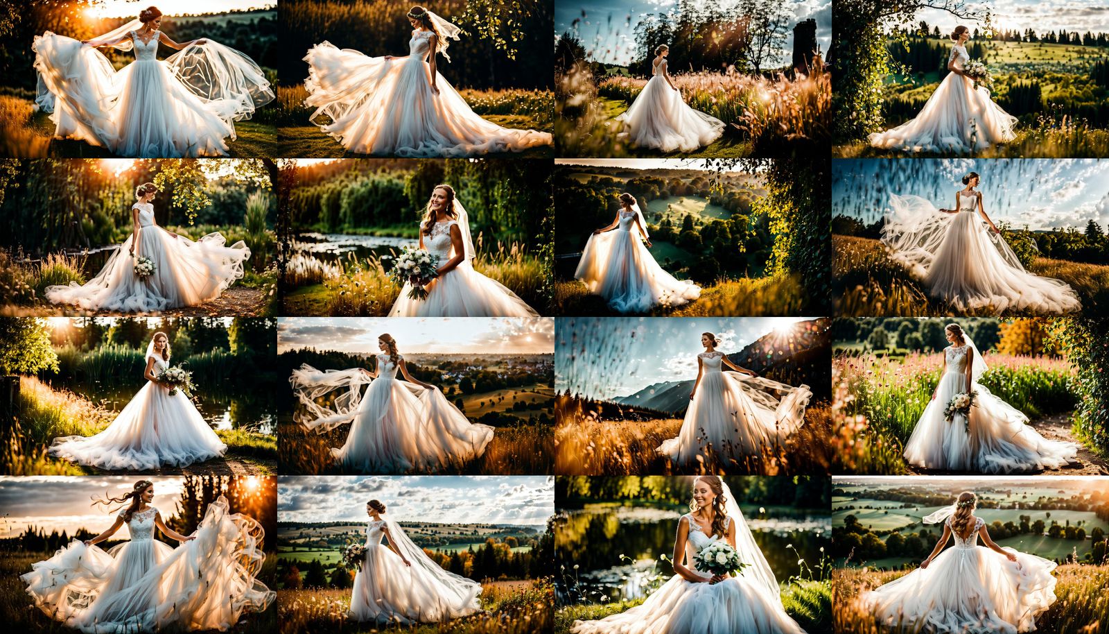 Bride in Flowing Tulle Dress at Wedding