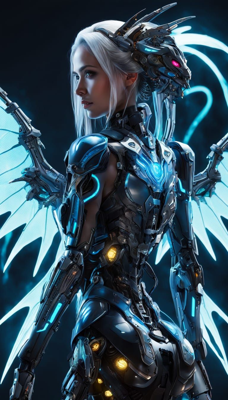 Cyberpunk Dragon Girl in Vibrant Digital Art