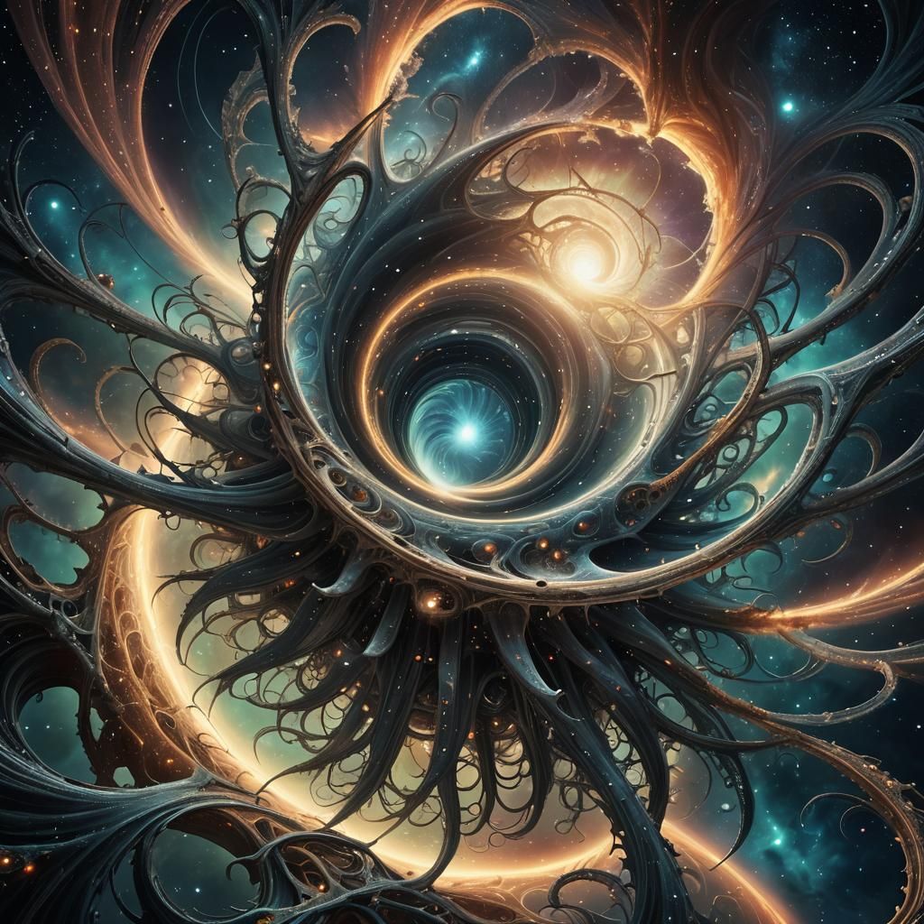 Cosmic Surrealism: Infinite Space Vortex in Matte Painting