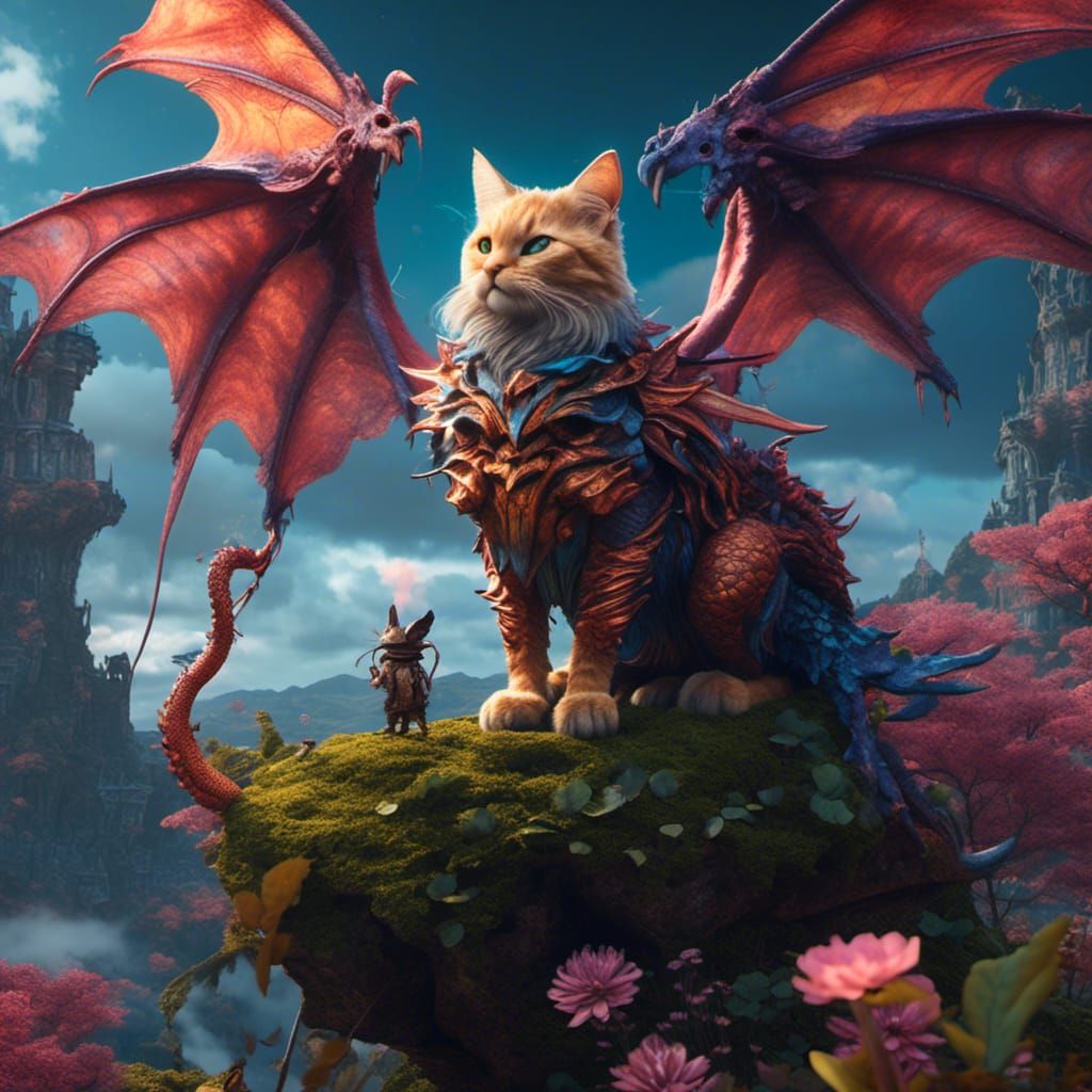 Fairy Kitten with Dragon Protector