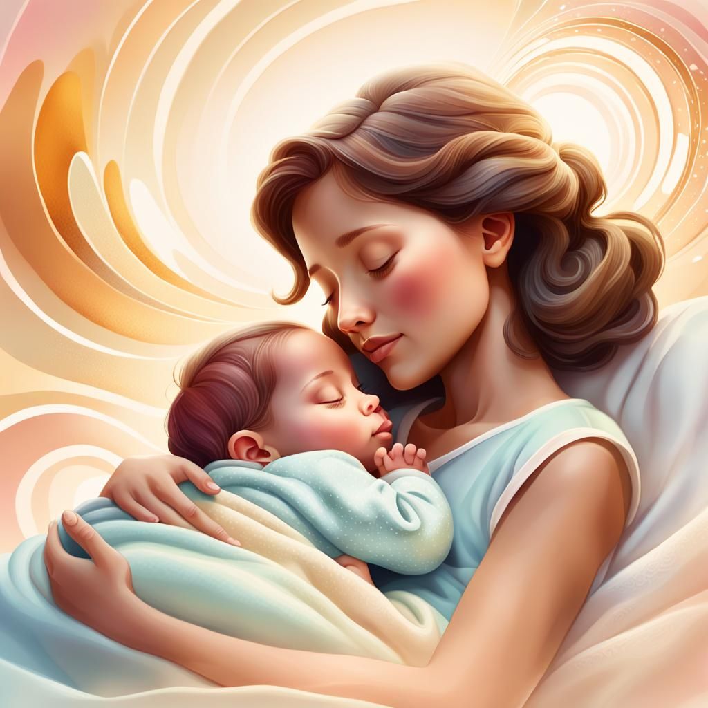 Mother's Tender Love in Vibrant 3D Digital Art